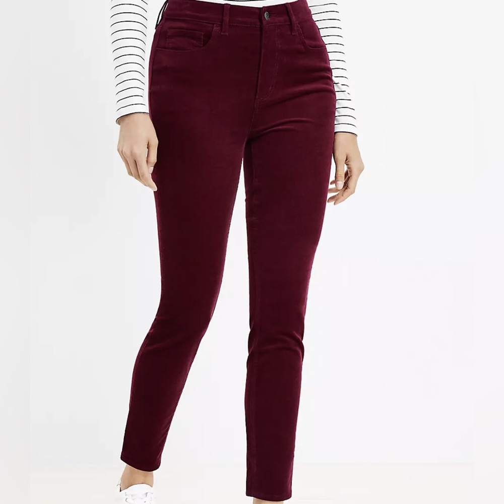 Loft Modern Skinny Burgundy Pants